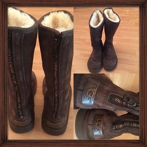 Uggs Knightsbridge mid calf brown zipper bac 7 7.5